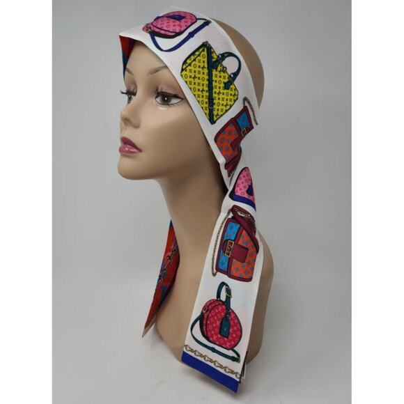 Louis Vuitton Red White multicolor LV Monogram Silk Bandeau - Picture 4 of 9